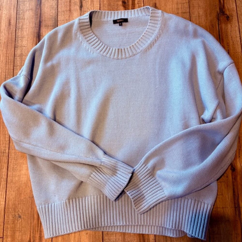 Quince Organic Cotton Sweater Fisherman Knit Crewneck Light Blue Women’s Sz XL